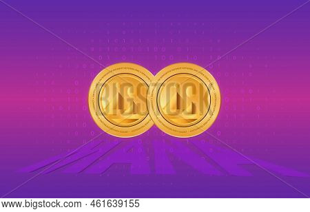 Decentraland-mana  Cryptocurrency Diary. 3d Illustration. Coin Logo.