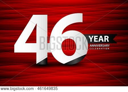 46 Year Anniversary Celebration Logo Vector On Red Background, 46 Number Design, 46th Birthday Logo,