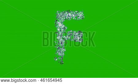 Lighting Transparent Brilliants Font - Letter F On Chroma Key Screen, Isolated - Object 3d Rendering