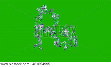Glowing Finest Brilliants Font - Rupee Symbol On Chroma Key Screen, Isolated - Object 3d Rendering