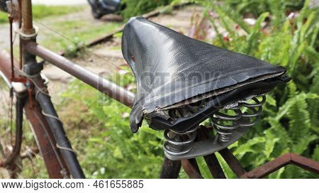 Broken Rusty Old And Traditional Bicycle Seat