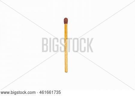 Wood Match Stick Isolated On White. Closeup Shot.