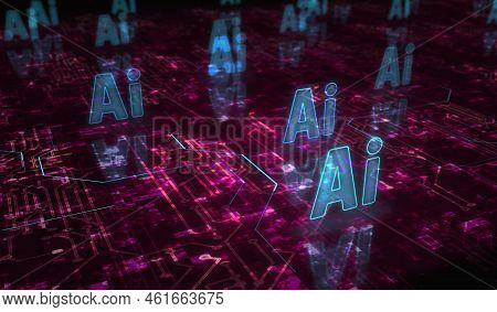 Artificial Intelligence Technology Ai Symbol Digital Concept 3D Illustration