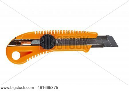 Segmented Blade Or Snap-off Blade Utility Knife Isolated On White Background. Construction Knife. Fi