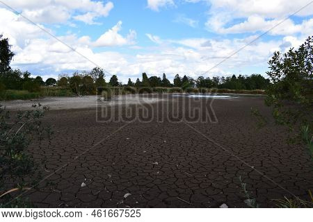 Dry Swamp Lake With A Tiny Waterhole