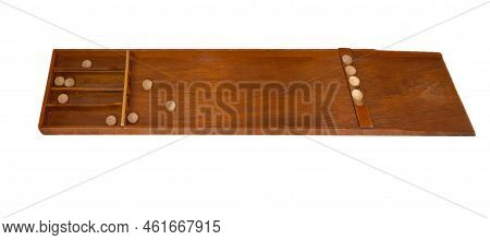 A Dutch Variation Of Table Shuffleboard Game Known As Sjoelen, A Shuffleboard Called Sjoelbak Isolat