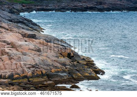 Summer Tundra. Rocky Coastline Of Barents Sea Near Teriberka. Scenery Of Russian North. Kola Peninsu
