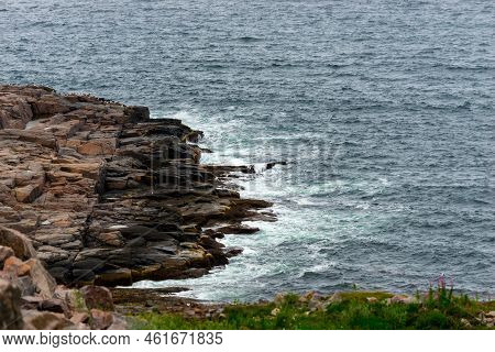 Summer Tundra. Rocky Coastline Of Barents Sea Near Teriberka. Scenery Of Russian North. Kola Peninsu