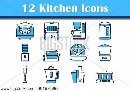 Kitchen Icon Set. Editable Bold Outline With Color Fill Design. Vector Illustration.