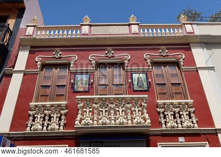 Icod De Los Vinos, Tenerife, Canary Islands, Spain, September 17, 2022: Balcony With Images Of Saint