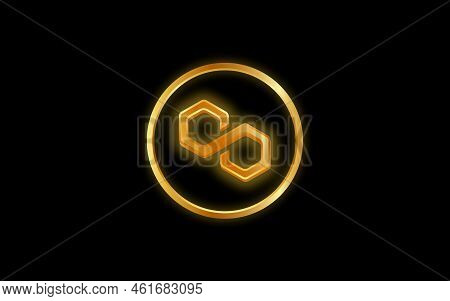 Polygon-matic  Virtual Currency Images. 3d Drawings. Coin Logo