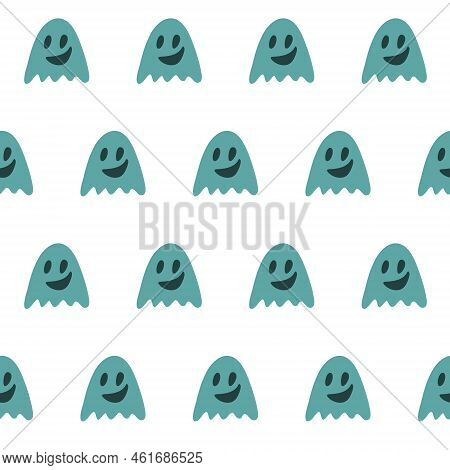 Cute Poltergeist Ghost Boo Seamless Pattern For Halloween Design