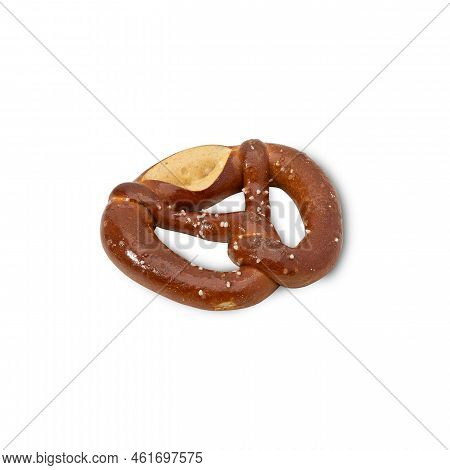 Laugen Pretzel Isolated On White Background With Clipping Path.