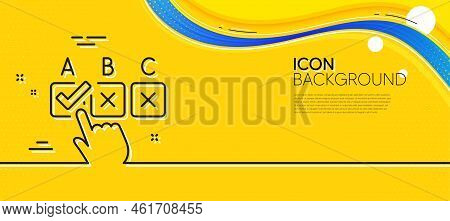 Correct Checkbox Line Icon. Abstract Yellow Background. Select Answer Sign. Business Test Symbol. Mi