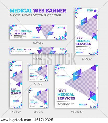 Medical Health Web Banner And Social Media Post Template Design Square And Horizontal Size
