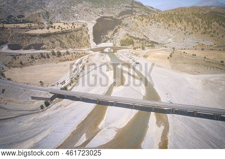 Aerial View Of Severan Bridge And Chabinas Creek At Adiyaman Province, Southeastern Anatolia, Turkey