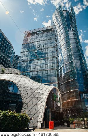 Warsaw, Poland - June 22, 2022: Unusual Architecture. Futuristic Style. Modern City. Space Looking C