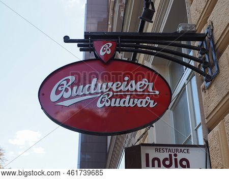 Brno, Czech Republic - Circa September 2022: Budweiser Budvar Beer Sign