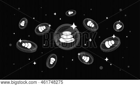 Balancer (bal) Coins Falling From The Sky. Bal Cryptocurrency Concept Banner Background.
