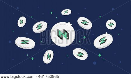 Ckb Coins Falling From The Sky. Ckb Cryptocurrency Concept Banner Background.