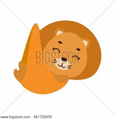 Cute Little Sleeping Lion. Cartoon Animal Character For Kids T-shirt, Nursery Decoration, Baby Showe