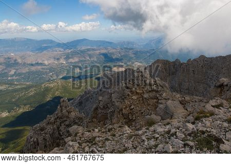 Panoramic View Of High Mountains In Abruzzo During Summer Season Italy