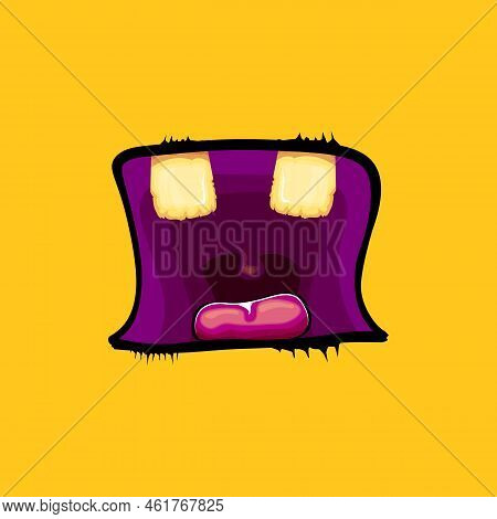 Vector Cartoon Funny Zombie Monster Open Mouth With Rotten Teeth Isolated On Orange Background. Vect
