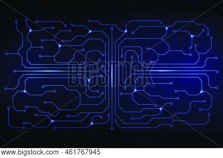Dark Blue Circuit Board Sci Fi Technology Concept Design Vector Background