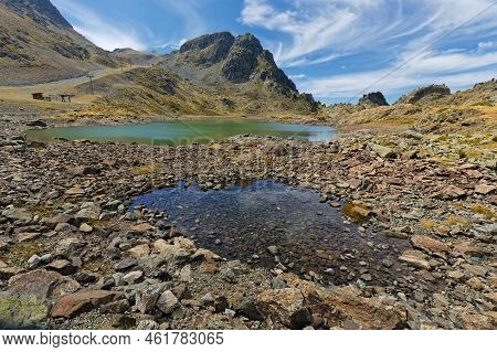On Lacs Robert Shoreline Landscape Of Forests And Mounts Around Leama Lake In Belledonne Mountain Ra