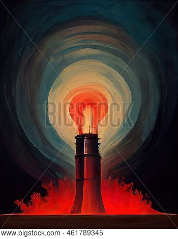 Cartoon Drawing About The Energy Crisis, - Concept