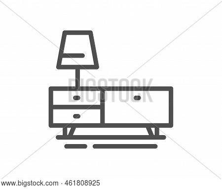 Dresser Line Icon. Home Furniture Sign. Modern Commode Symbol. Quality Design Element. Linear Style 