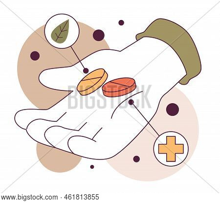 Choice Between Evidence-based Medicine And Homeopathy. Hand Holding