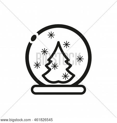 Glass Ball Christmas Tree. Glass Snow Globe. Vector Illustration. Stock Image.