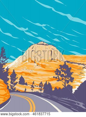 Wpa Poster Art Of Zion Canyon And Navajo Sandstone Mountains In Zion National Park Along The Zion Pa