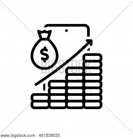 Black Line Icon For Yield Banking Crop Earning Finance Harvest Production Output Increase Profit Agr