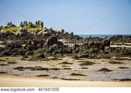 Chausey Island Coast, Beach And Cliffs Landscape In Brittany, France