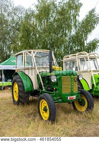 Hodonin - Panov, Czech Republic - July 20, 2022 Exhibition Of Historic Tractors Czech-made Tractor Z