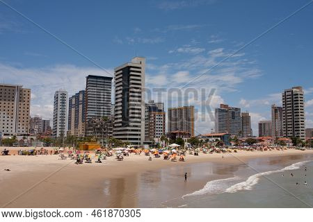 Fortaleza Ceara, Brazil, September 13 2022 A Stretch Of Beach In Fortaleza,known As Iracema Beach In