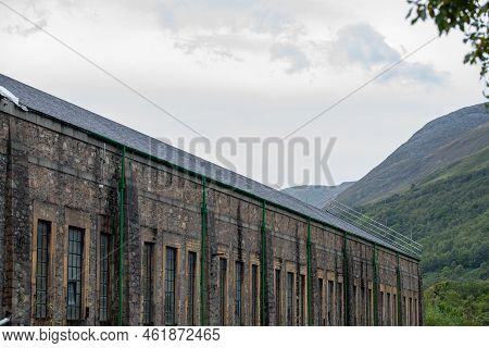 Old Industrial Building In Kinlochleven In Scotland. High Quality Photo