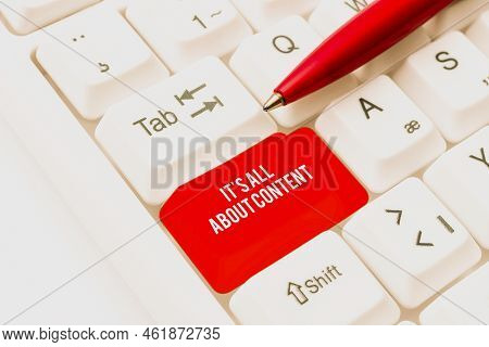 Handwriting Text It S Is All About Content. Business Showcase Express Thru Writing Information And E
