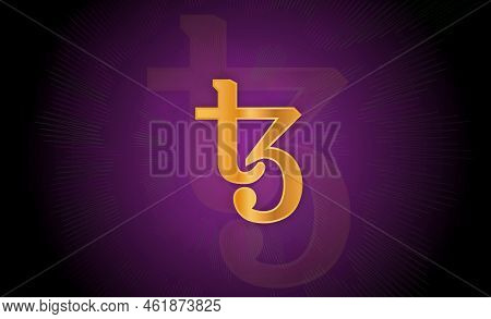 Tezos Virtual Currency Images. 3d Drawings. Coin Logo