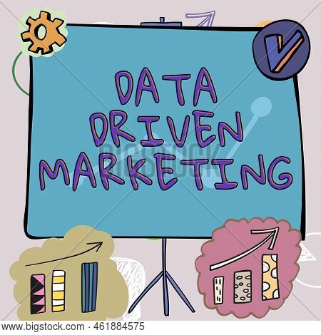 Conceptual Display Data Driven Marketing. Business Idea Strategy Built On Insights Analysis From Int