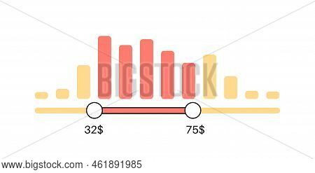 Price Range Scrollbar In Web Form, Online Application. Filter Slider On Website, Flat User Interface