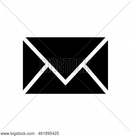 Black Envelope Icon. Email Icon. Vector Illustration. Stock Image.
