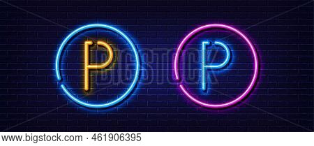 Initial Letter P Icon. Neon Light Line Effect. Line Typography Character Sign. Large First Font Lett