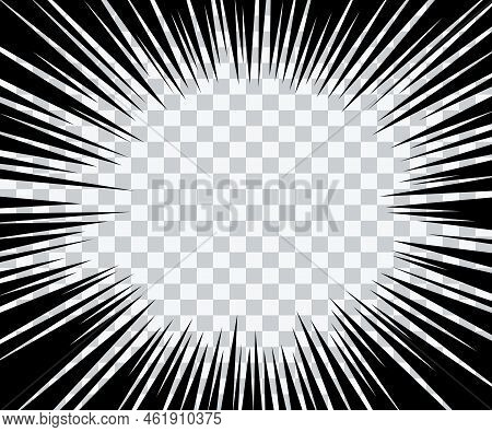 Manga Speed Burst Frame. Radial Anime Speed Lines. Crash Zoom Effect For Comic Book. Radial Lines Ov