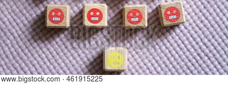 Letters Z V Angry Aggressive And Frightened Images On Cubes. Russia Vs Ukraine And Prohibited Symbol