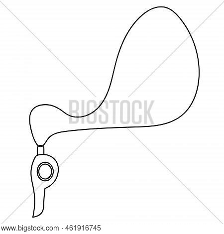 Coach's Whistle On A Shoestring. Sketch. Sports Equipment For Training. Vector Illustration. A Tool 
