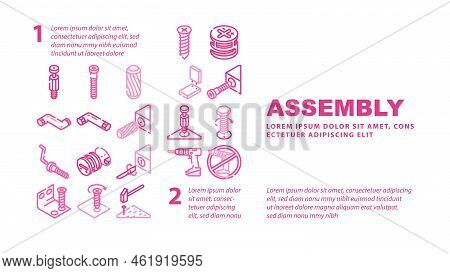 Assembly Instruction Furniture Landing Web Page Header Vector. Manual Diy, Home Repair Tools Constru