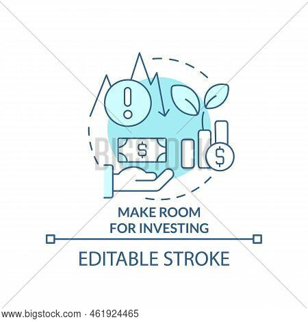 Make Room For Investing Turquoise Concept Icon. Money Contributions. Budgeting Abstract Idea Thin Li